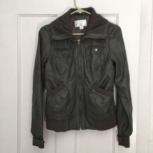 Vegan leather gray bomber jacket size M